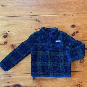 Vineyard Vines Kids Fleece Pullover - Green and Blue Plaid